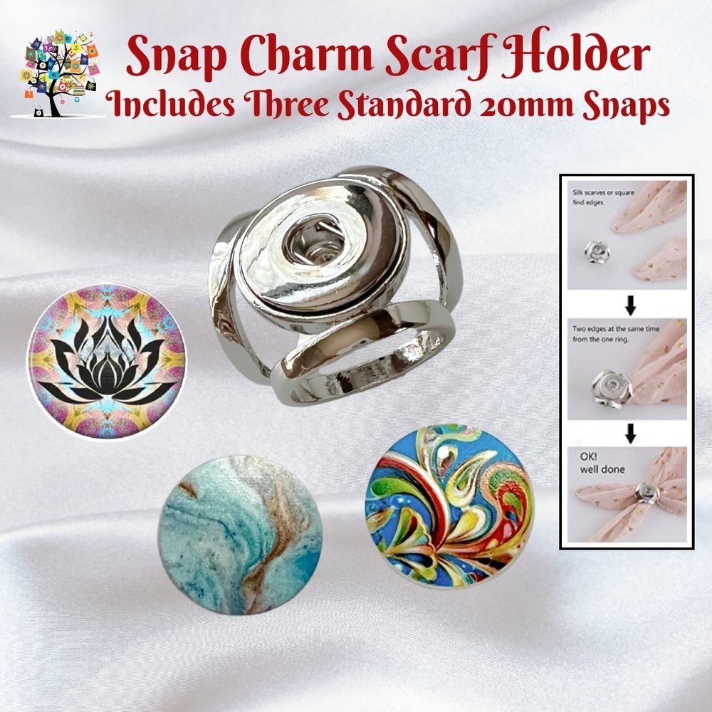 Snap Charm Scarf Holder Includes Three Standard Size Snaps